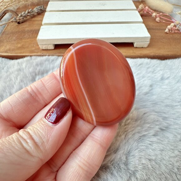Beautiful Banded Carnelian Worry Stone - Picture 1 of 5